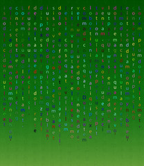 Falling letters on a green background in the Matrix style - 317634522