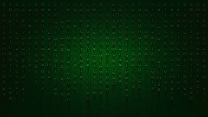 Falling letters on a green background in the Matrix style - 317634728