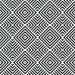 Seamless inverse black and white vintage op art striped squares geometric pattern vector