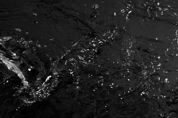 texture of water on black background, Water in night time