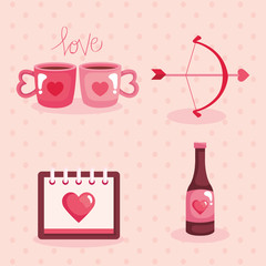 set of icons for happy valentines day