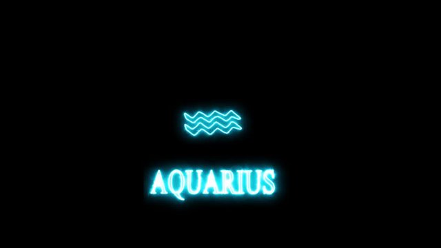 aquarius text saber effect and zodiac symbol is slowing appear