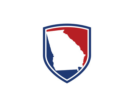 Georgia Map And Shield Logo Icon Template 001