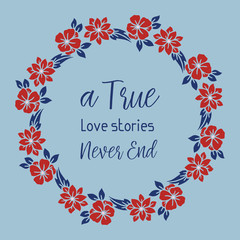 Beautiful Ornate pattern of leaf and red wreath frame, for true love invitation card design. Vector