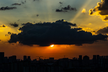 Ray of light over downtown Kuala Lumpur