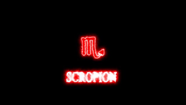 scropion text saber effect and zodiac symbol is slowing appear