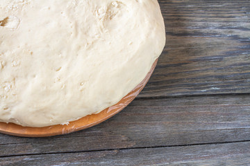 yeast dough in a glass plate