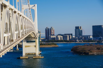吊橋の歩道から眺める光景