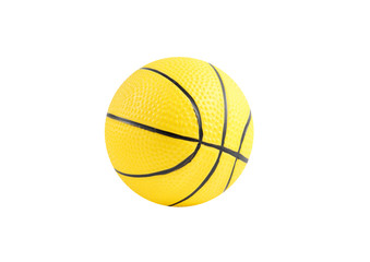 yellow basketball toy isolated on white background, Small ball for kid