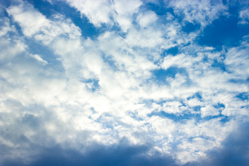 Blue sky and white clouds in day time.