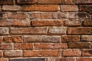 old brown brick wall vintage texture background.