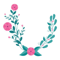 flowers with branches and leafs isolated icon