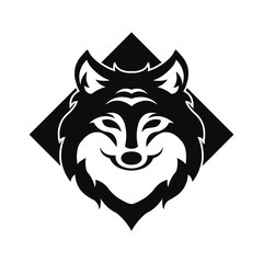 wolf head black logo icon design vector illustration