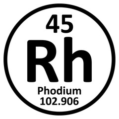 Periodic table element rhodium icon.