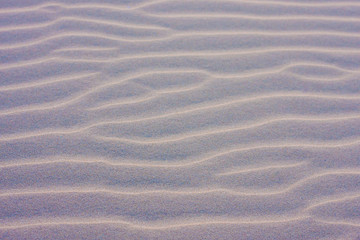 Texture, the surface of a sand dune of a blue shade, covered with small ripples of the waves going horizontally. Stockton Sand Dunes near the coast, Worimi Regional Park, Anna Bay, Australia