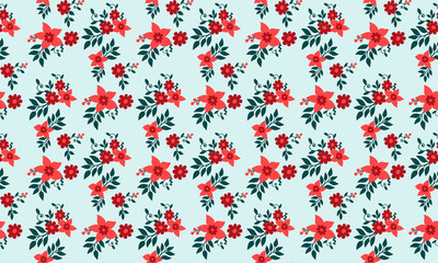 The Beauty of red rose flower pattern background for Christmas, with leaf and flower concept.