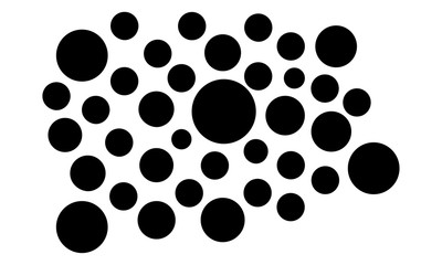 Black dots of different sizes on a white background.