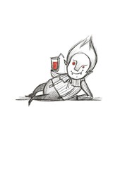 vampire drinks a bloody cocktail sketch