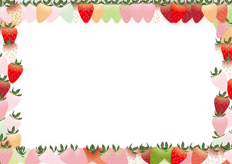 カラフルな苺の横スタイルフレーム背景素材