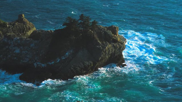 Julia Pfeifer State Park waterfall - fresh water into the Pacific Ocean off Pacific Coast Highway, Route 1, near Big Sur, California