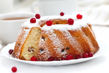 Homemade fruit cake with cranberries and dry fruit