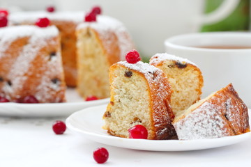 Homemade fruit cake with cranberries and dry fruit
