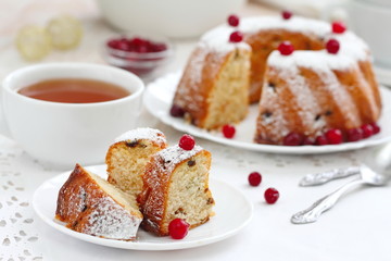 Homemade fruit cake with cranberries and dry fruit