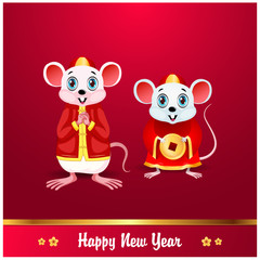 Mascot Rat Chinese New Year. Cute rat wearing Chinese costume