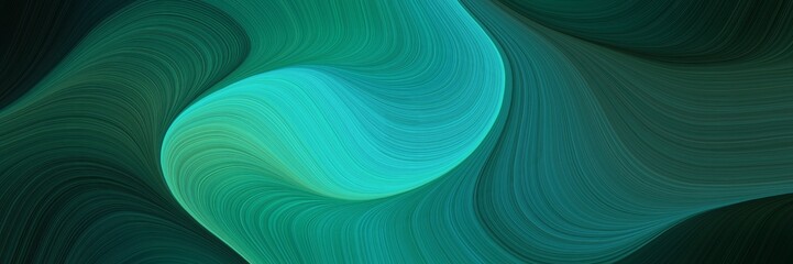 flowing header design with very dark blue, dark slate gray and light sea green colors. dynamic curved lines with fluid flowing waves and curves