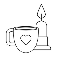 cup coffee with candle isolated icon