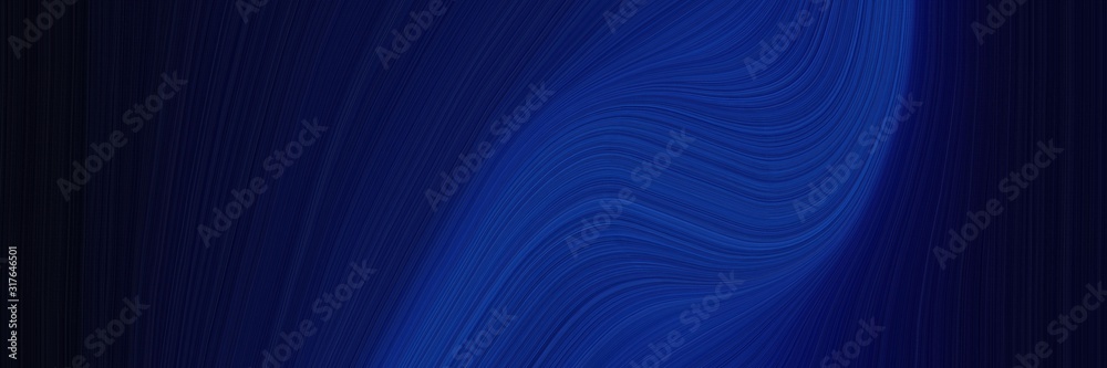 Poster modern header design with very dark blue, midnight blue and black colors. dynamic curved lines with 