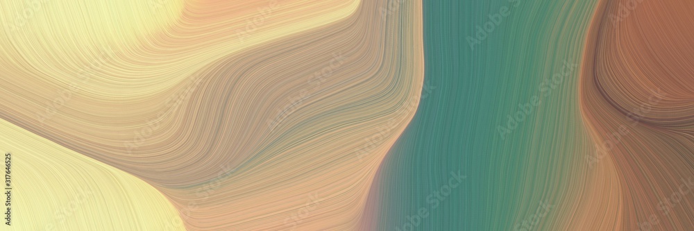 Poster decorative banner design with tan, blue chill and pastel brown colors. dynamic curved lines with flu