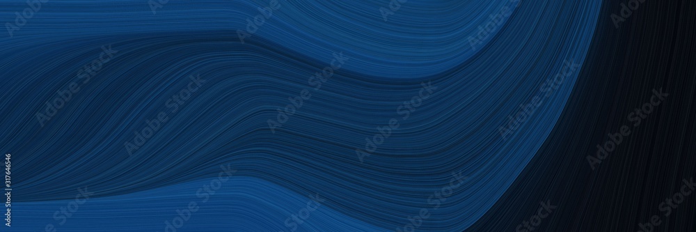 Poster colorful banner with midnight blue, black and teal blue colors. dynamic curved lines with fluid flow