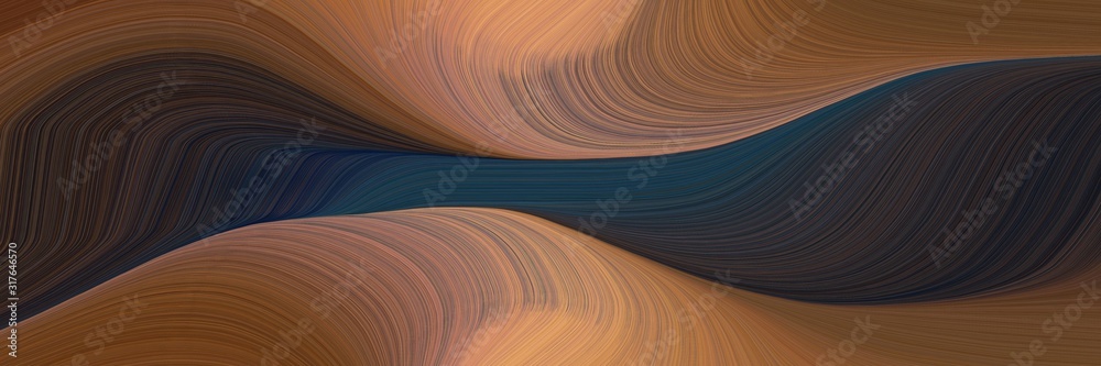 Fototapete dynamic designed horizontal banner with old mauve, very dark blue and peru colors. dynamic curved li
