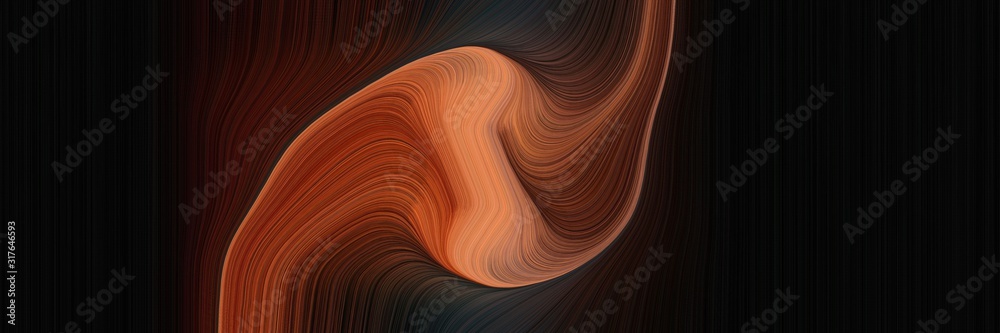 Poster moving banner with black, sienna and chocolate colors. dynamic curved lines with fluid flowing waves and curves