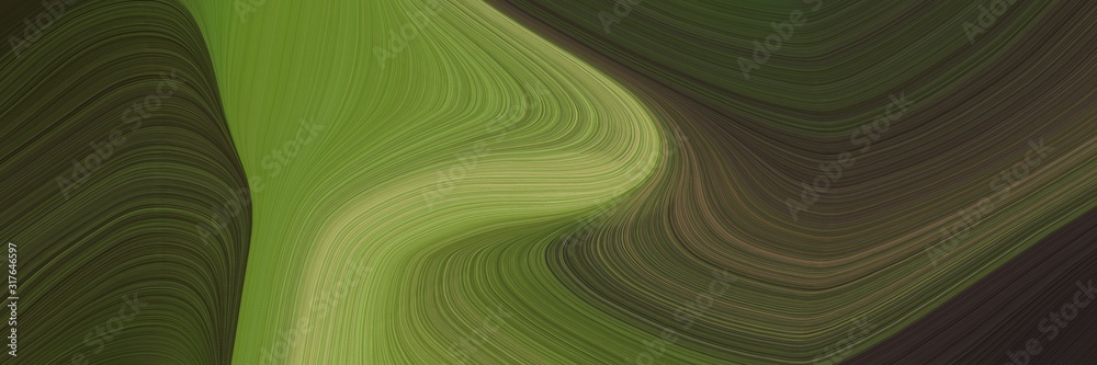 Poster decorative header with dark slate gray, moderate green and olive drab colors. dynamic curved lines with fluid flowing waves and curves