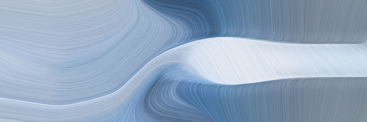 moving horizontal banner with dark gray, teal blue and lavender colors. dynamic curved lines with fluid flowing waves and curves