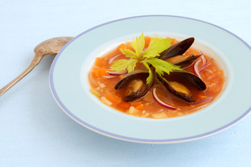 vegetable soup with seafood