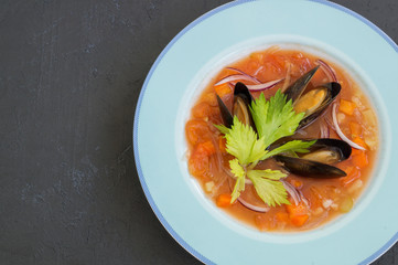 vegetable soup with seafood