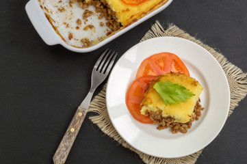 potato casserole with minced meat.