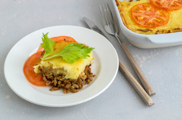 potato casserole with minced meat.