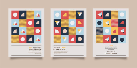 Retro Colorful Abstract Cover Template Design Set Vintage