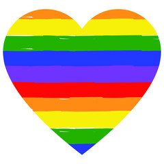 LGBT heart, rainbow colors, colorful vector for celebration, pride symbol made with brush stroke