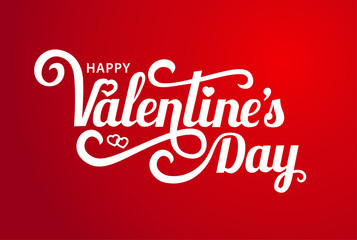Happy Valentines Day Typographic Lettering on red Background. Vector illustration a Valentine s Day Card.