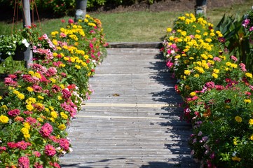 flower walkway garden in Chachoengsao Thailand