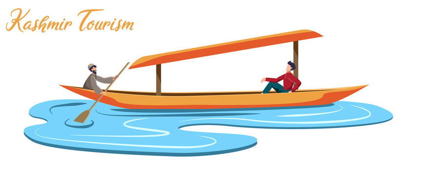 kashmir tourism dal lake boat isolated vector
