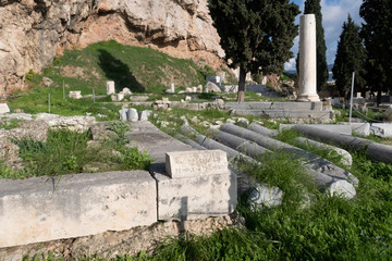 Fototapeta na wymiar Athens, Greece - Dec 20, 2019: The Sanctuary of Asclepios (420 B.C.), Acropolis, Athens ,Greece
