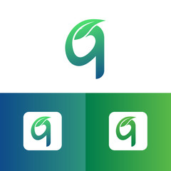 letter Q and leaf logo vector, Eco Logo Design. Letter Q Vector	
