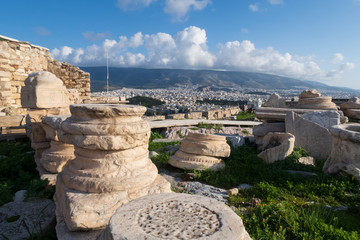 Athens, Greece - Dec 20, 2019: The view from Acropolis to Athens