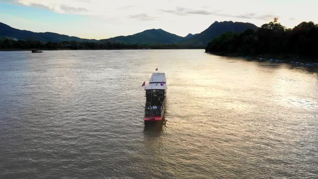 Boat On Mekong River In Laos